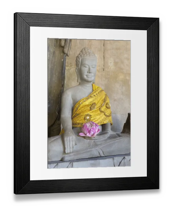 Framed Print : Sandstone Buddha statue, (Bhumispara mudra: Buddha Gautama at the moment of enlightenment) Framed Print : Sandstone Buddha statue, (Bhumispara mudra: Buddha Gautama at the moment of enlightenment)