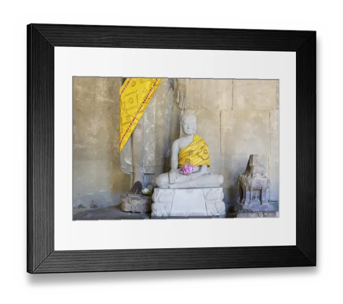 Framed Print : Sandstone Buddha statues, (Bhumispara mudra: Buddha Gautama in the moment of enlightenment) Framed Print : Sandstone Buddha statues, (Bhumispara mudra: Buddha Gautama in the moment of enlightenment)