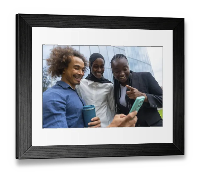 Framed Print : Group of diverse friends standing close together