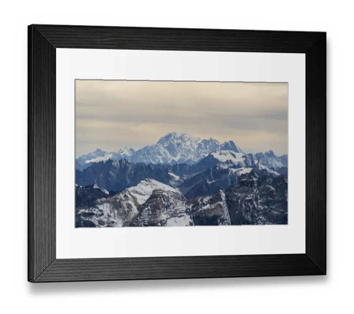 Framed Print : Mont Blanc Mountain on Cloudy Day