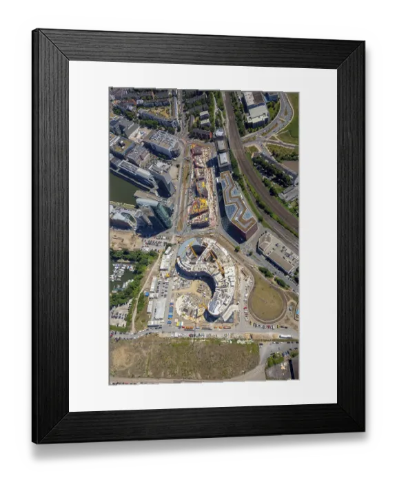 Framed Print : Construction site for the new TRIVAGO headquarters on KesselstraBe by Ed