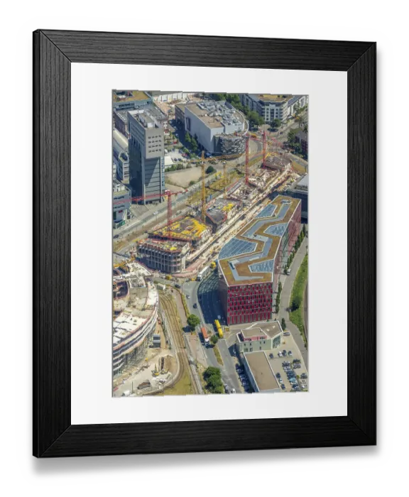 Framed Print : Construction site for the new TRIVAGO headquarters on KesselstraBe by Ed