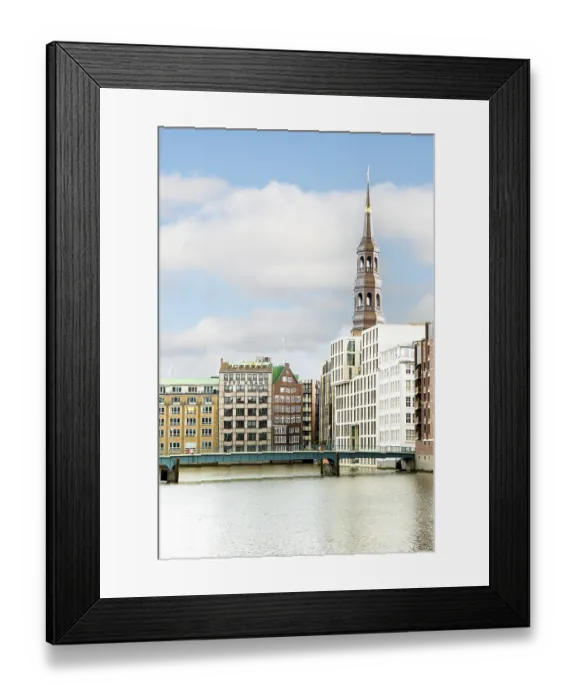 Framed Print : Stately St. Catherine's church towering over modern city offices Stately St