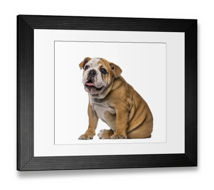 Framed Print : English Bulldog puppy (4 months old) Framed Print : English Bulldog puppy (4 months old)