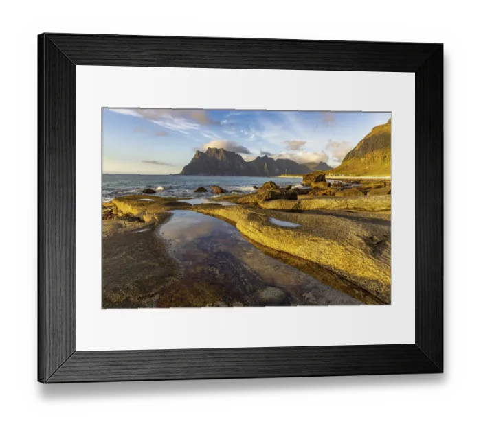 Framed Print : Tidepools in Uttakleiv, Lofoten, Nordland, Norway