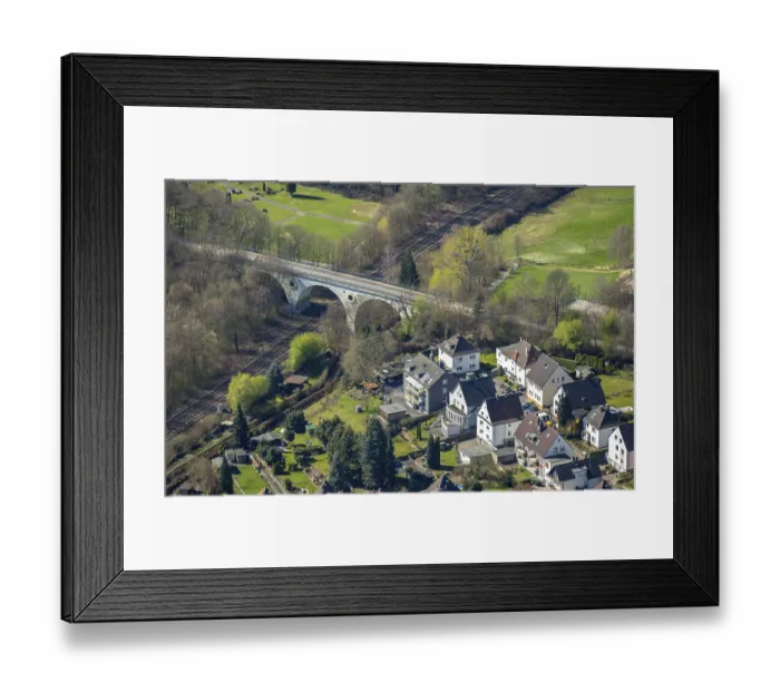 Framed Print : Viaduct bicycle path Rhenish donkey across railway road