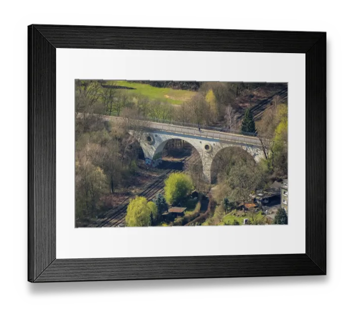 Framed Print : Viaduct bicycle path Rhenish donkey across railway road
