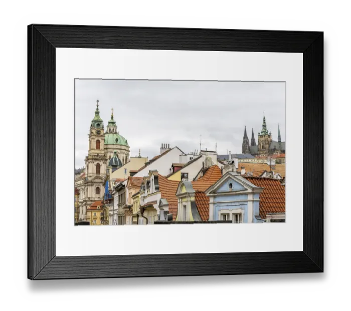Framed Print : Photographed with the bridge between the two towers Lesser Town Bridge Tower