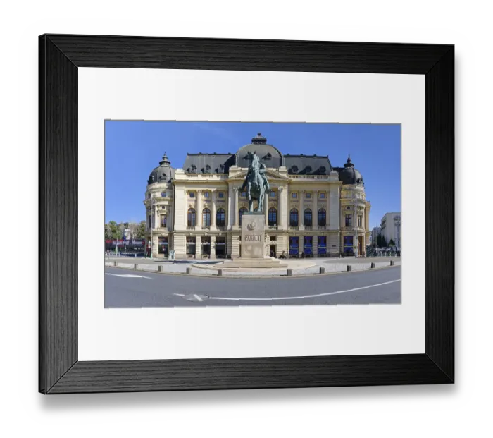 Framed Print : University library with the equestrian statue of King Charles I of Romania