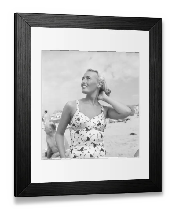 Framed Print : 1950s swimsuit fashion