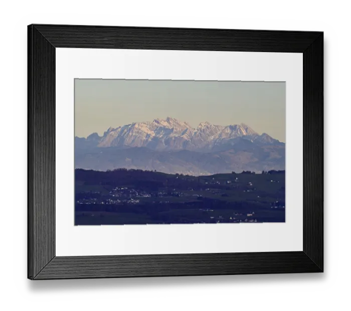 Framed Print : View from Horben of the Alpstein Mountains with the Santis