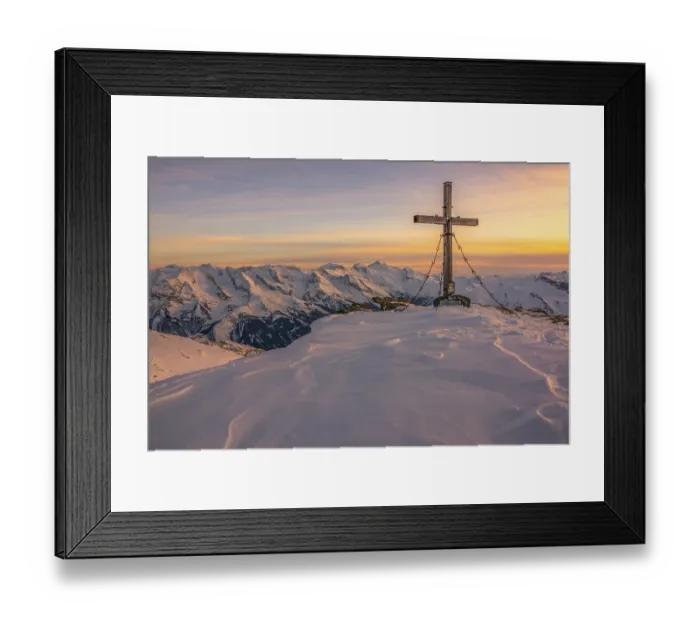 Framed Print : Rastkogel summit cross, 2762m, winter