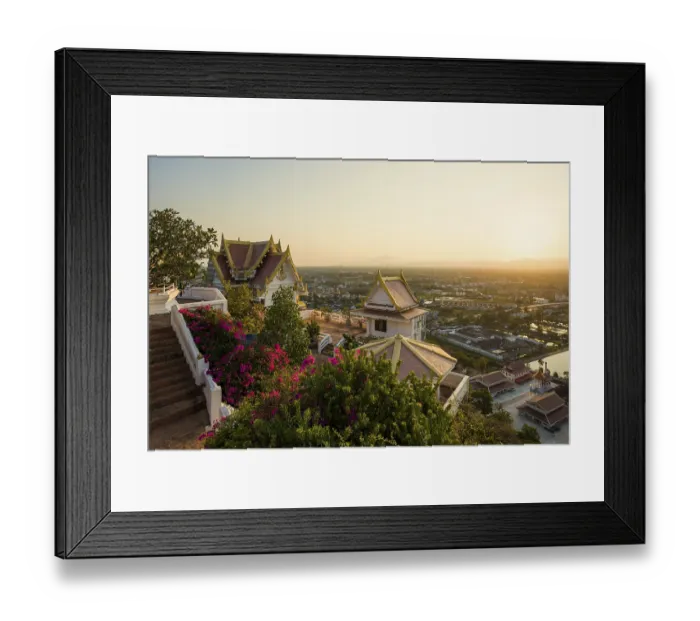 Framed Print : Wat Khao Chong Krachok, sunset