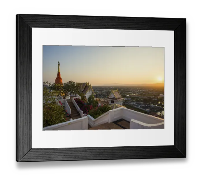 Framed Print : Wat Khao Chong Krachok, sunset