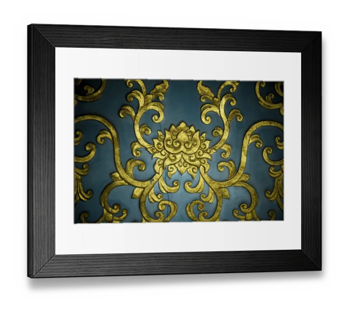 Framed Print : Lotus pattern with blue background Framed Print : Lotus pattern with blue background