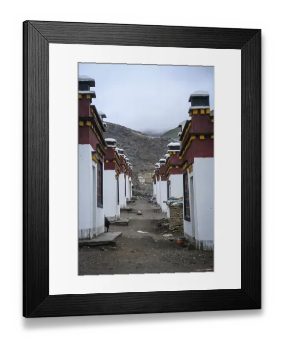 Framed Print : Tibetan homes in a Darchen village which is a starting point for the trek around holy mountain Mount Kailash
