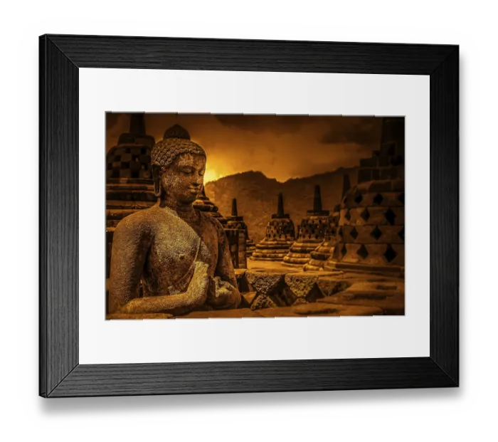 Framed Print : Buddha statue in Borobudur temple in Jawa in Indonesia
