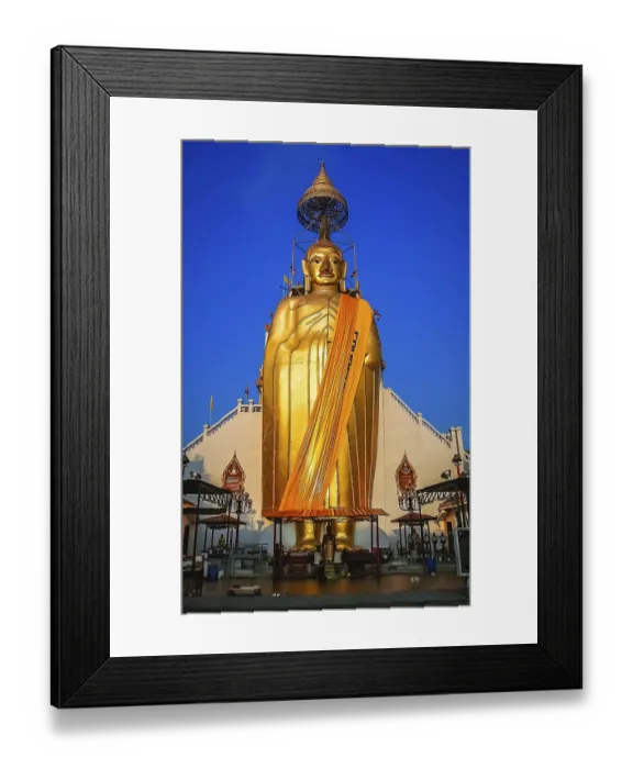 Framed Print : Huge Golden Buddha statue outside a temple in Bangkok