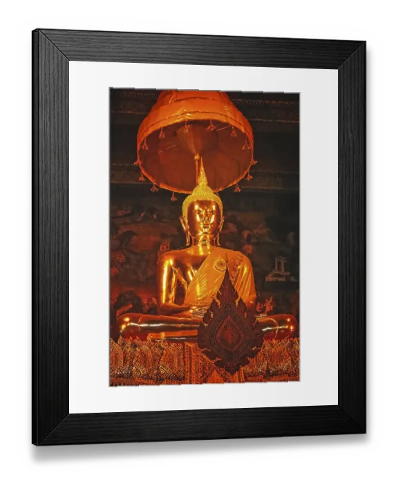 Framed Print : Statue of a golden Buddha inside a temple in Bangkok Framed Print : Statue of a golden Buddha inside a temple in Bangkok