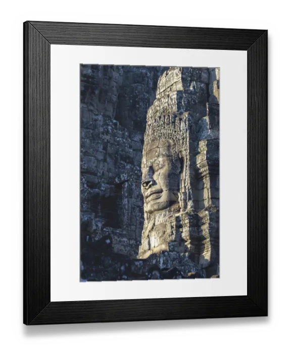 Framed Print : Huge stone-carved face of Bodhisattva Lokeshvara Framed Print : Huge stone-carved face of Bodhisattva Lokeshvara