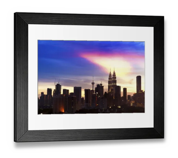 Framed Print : The capital of Malaysia, Kuala Lumpur city skyline sunset view