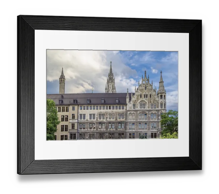 Framed Print : Urban scene at sunset, architecture in the old town of Munich