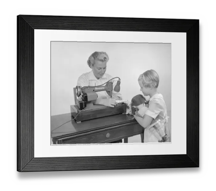 Framed Print : Sewing in the 1950s Framed Print : Sewing in the 1950s