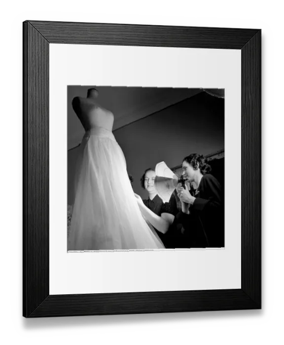 Framed Print : Finishing the fashionable evening dress 1948