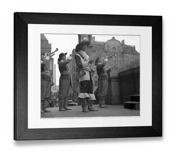Framed Print : Norrkoping, 1941. In front of the city's town hall stands a group of men