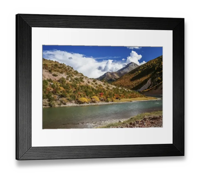 Framed Print : River flowing through the beautiful landscape of Western Tibet