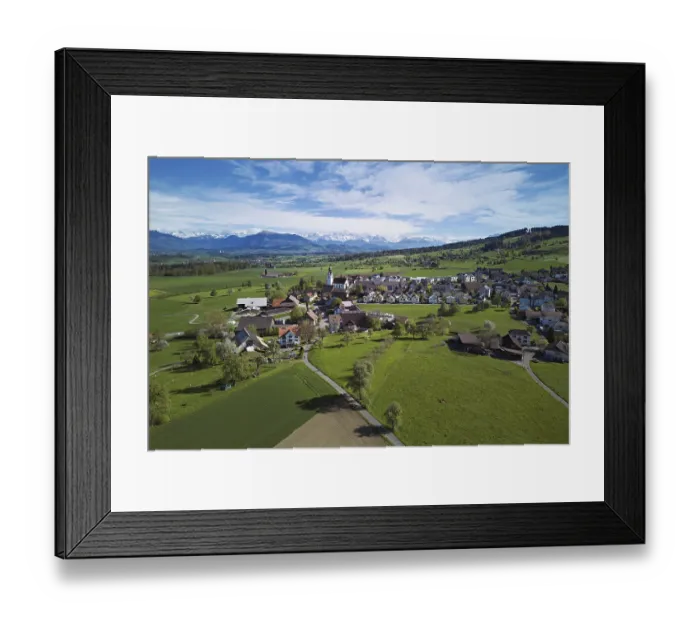 Framed Print : View of town, Rigi and the snowy Alps in the back