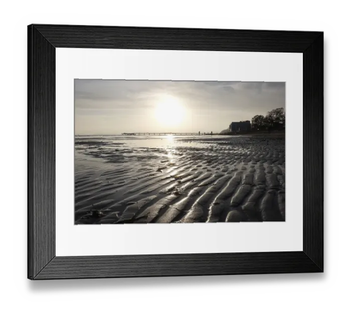 Framed Print : Low tide, wave and ripple patterns in wet sand