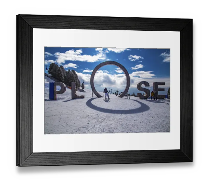 Framed Print : The wooden logo Plose at the mountain station of the Plose cable car