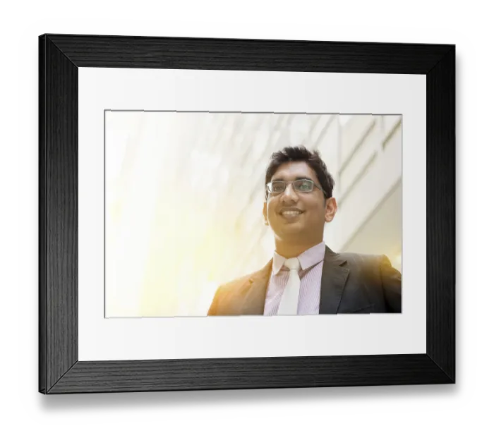 Framed Print : Portrait of handsome Asian Indian business man smiling