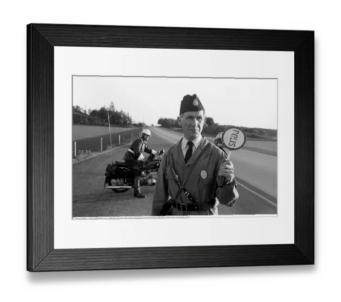 Framed Print : Police traffic monitoring on Riksettan