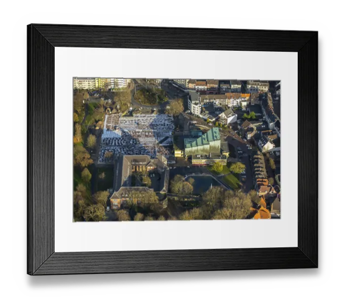 Framed Print : Stadtpark Dinslaken, sealing of the underground car park next to Dinslaken Castle and the civic hall