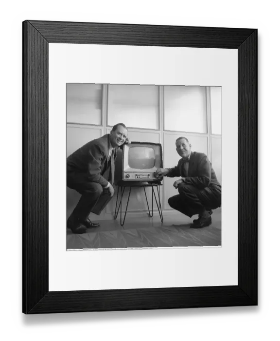 Framed Print : Television set in the 1950s