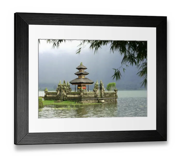 Framed Print : Bali water temple at bratan lake