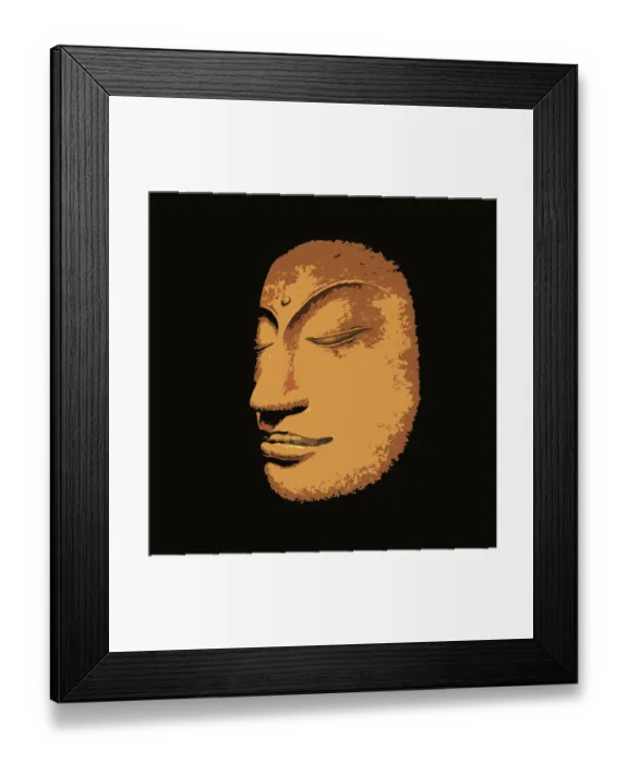 Framed Print : Illustration of a Buddha statue's face Illustration of a Buddha statue's face