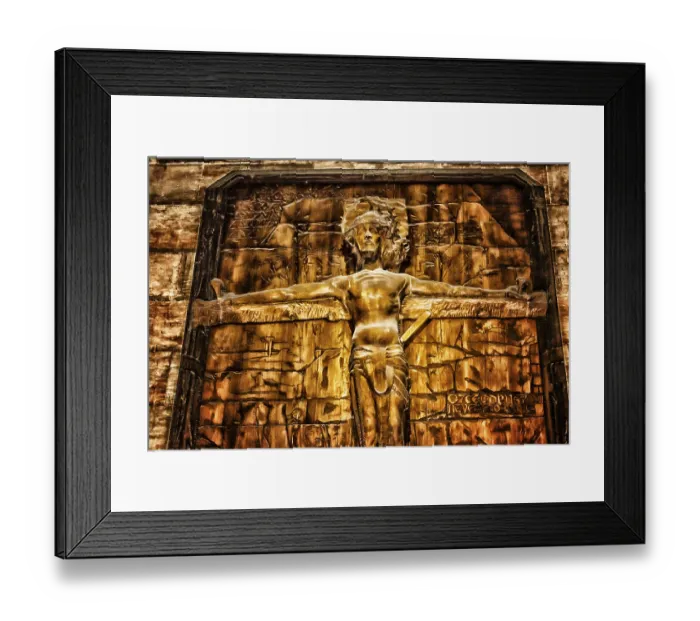Framed Print : Ancient brown wooden crucifix inside Saint Vitus Cathedral in Prague Framed Print : Ancient brown wooden crucifix inside Saint Vitus Cathedral in Prague