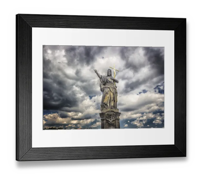Framed Print : Architecture details: sculpture of Charles Bridge in Prague Framed Print : Architecture details: sculpture of Charles Bridge in Prague