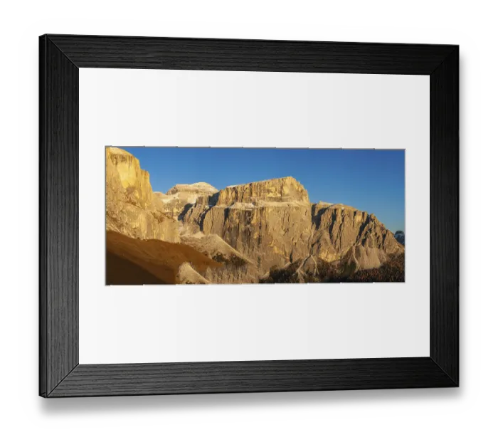 Framed Print : Rock formations in the Dolomites in the warm light of the setting sun Framed Print : Rock formations in the Dolomites in the warm light of the setting sun