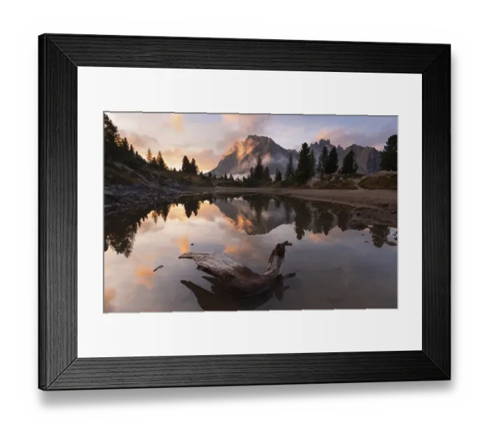 Framed Print : Mountain landscape with reflecting lake (Lago di Limedes)