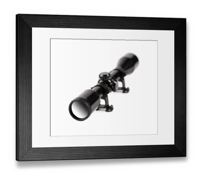 Framed Print : Rifle scope isolate on a white background