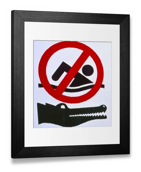 Framed Print : Crocodile advise of not swimming