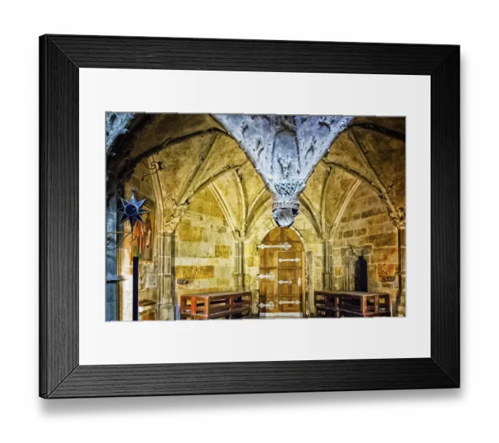 Framed Print : Architectural details inside Saint Vitus gothic Cathedral in Prague