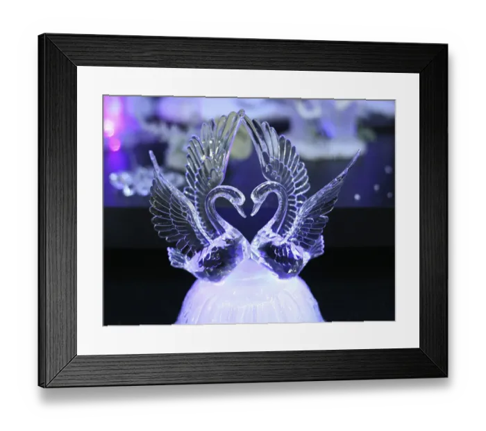 Framed Print : Crystal swans on a dark background Framed Print : Crystal swans on a dark background