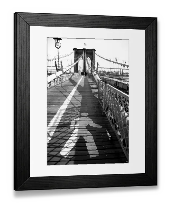 Framed Print : Brooklyn bridge pedestrian signs, New York, USA Framed Print : Brooklyn bridge pedestrian signs, New York, USA