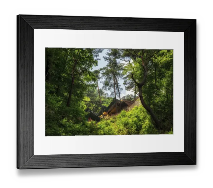 Framed Print : Temple perched on a cliff. Taken in Haeinsa