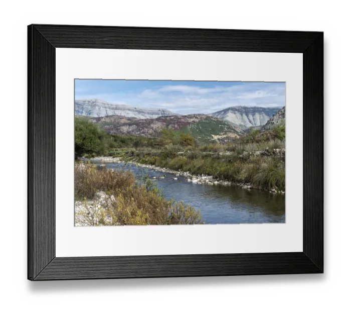 Framed Print : River course with mountain backdrop in the valley of Mesopotamia